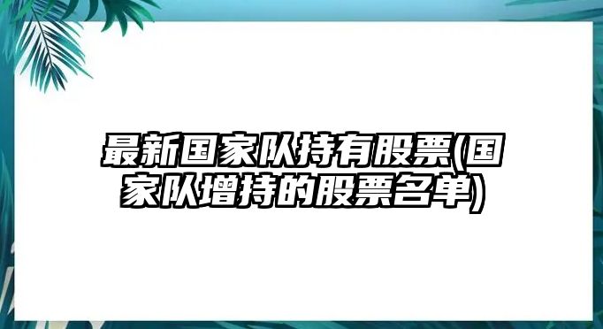 最新國家隊持有股票(國家隊增持的股票名單)