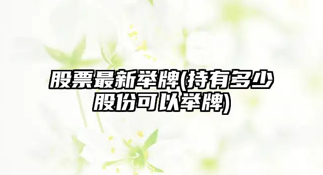 股票最新舉牌(持有多少股份可以舉牌)