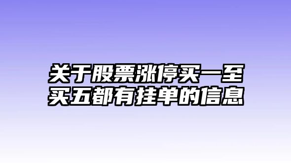 關(guān)于股票漲停買(mǎi)一至買(mǎi)五都有掛單的信息