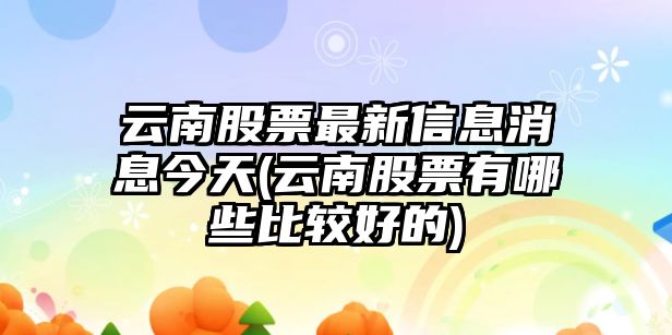 云南股票最新信息消息今天(云南股票有哪些比較好的)