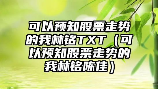 可以預知股票走勢的我林銘TXT（可以預知股票走勢的我林銘陳佳）