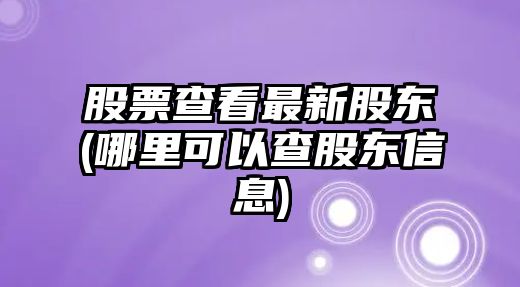 股票查看最新股東(哪里可以查股東信息)