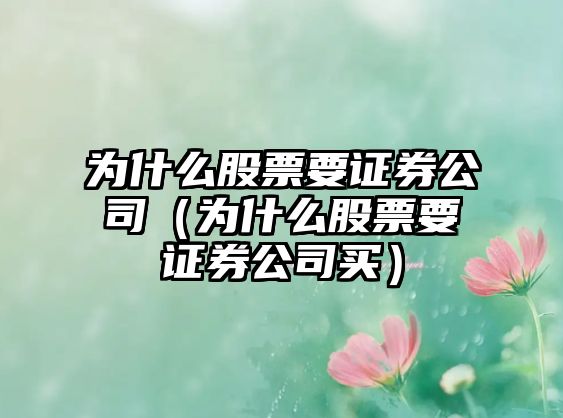 為什么股票要證券公司（為什么股票要證券公司買(mǎi)）