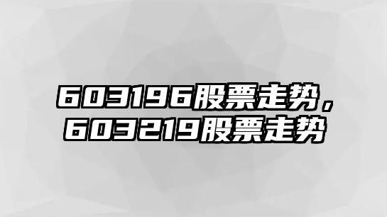 603196股票走勢，603219股票走勢