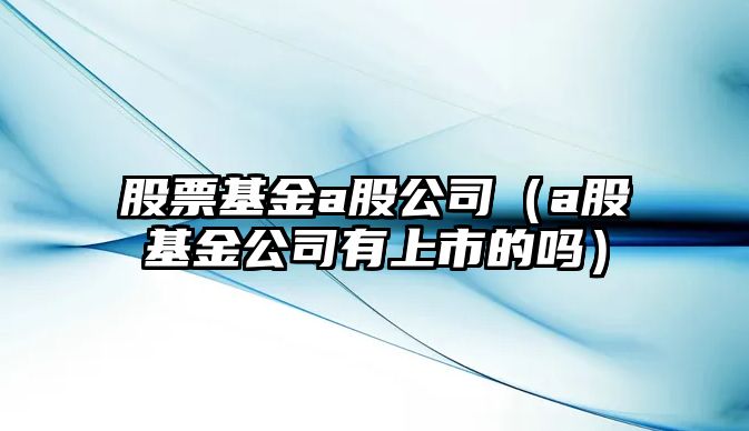 股票基金a股公司（a股基金公司有上市的嗎）