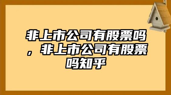 非上市公司有股票嗎，非上市公司有股票嗎知乎