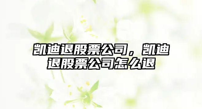 凱迪退股票公司，凱迪退股票公司怎么退