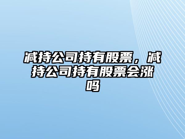 減持公司持有股票，減持公司持有股票會(huì )漲嗎