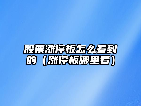 股票漲停板怎么看到的（漲停板哪里看）