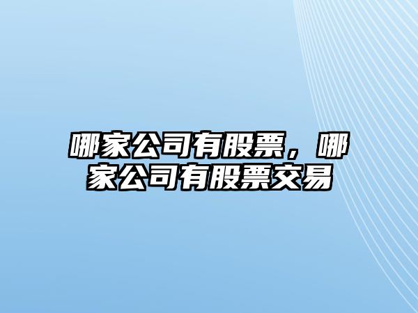 哪家公司有股票，哪家公司有股票交易