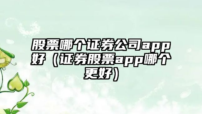 股票哪個(gè)證券公司app好（證券股票app哪個(gè)更好）