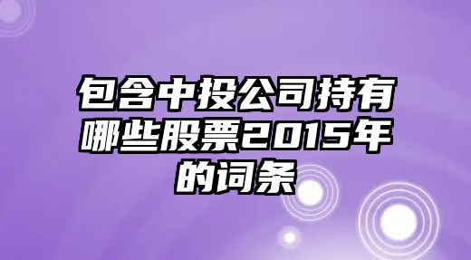 包含中投公司持有哪些股票2015年的詞條