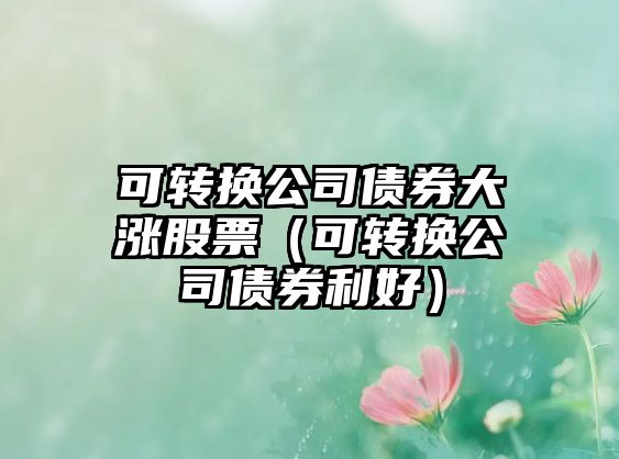 可轉換公司債券大漲股票（可轉換公司債券利好）