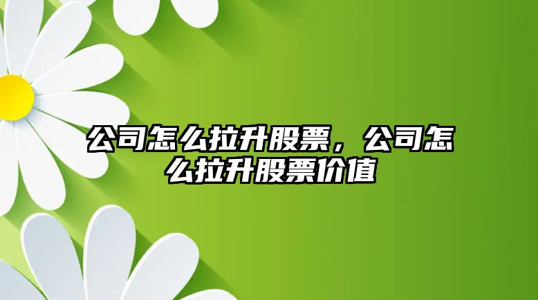 公司怎么拉升股票，公司怎么拉升股票價(jià)值