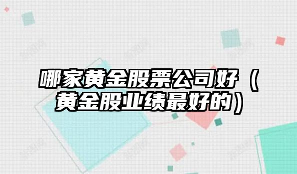 哪家黃金股票公司好（黃金股業(yè)績(jì)最好的）