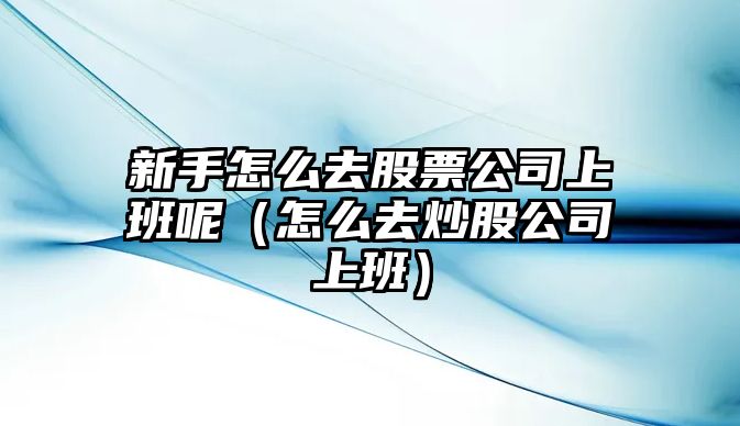 新手怎么去股票公司上班呢（怎么去炒股公司上班）