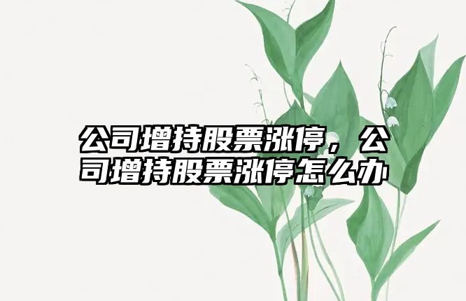 公司增持股票漲停，公司增持股票漲停怎么辦