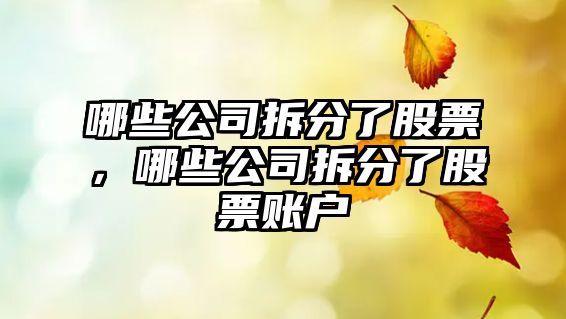 哪些公司拆分了股票，哪些公司拆分了股票賬戶(hù)