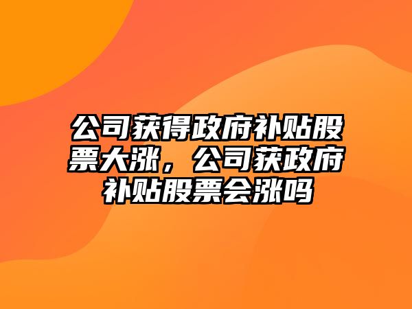 公司獲得政府補貼股票大漲，公司獲政府補貼股票會(huì )漲嗎