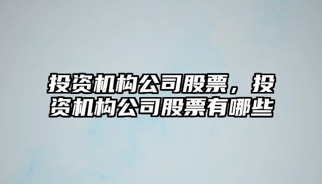 投資機構公司股票，投資機構公司股票有哪些