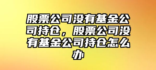 股票公司沒(méi)有基金公司持倉，股票公司沒(méi)有基金公司持倉怎么辦