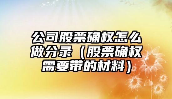 公司股票確權怎么做分錄（股票確權需要帶的材料）