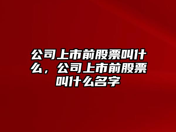 公司上市前股票叫什么，公司上市前股票叫什么名字