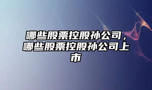 哪些股票控股孫公司，哪些股票控股孫公司上市