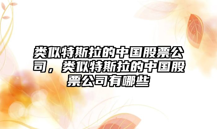 類(lèi)似特斯拉的中國股票公司，類(lèi)似特斯拉的中國股票公司有哪些