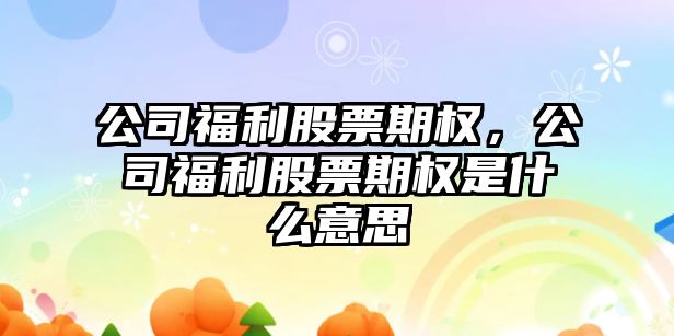 公司福利股票期權，公司福利股票期權是什么意思