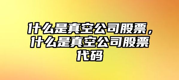 什么是真空公司股票，什么是真空公司股票代碼