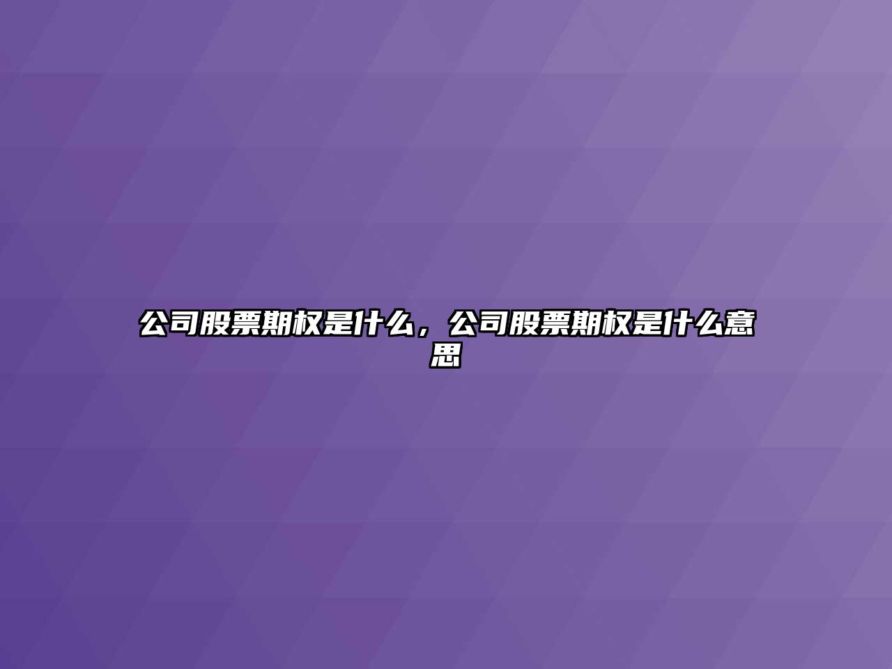 公司股票期權是什么，公司股票期權是什么意思