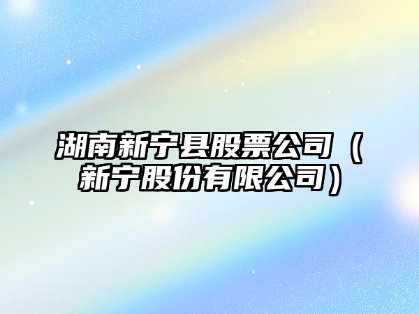 湖南新寧縣股票公司（新寧股份有限公司）