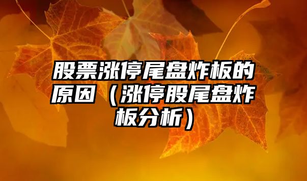 股票漲停尾盤(pán)炸板的原因（漲停股尾盤(pán)炸板分析）