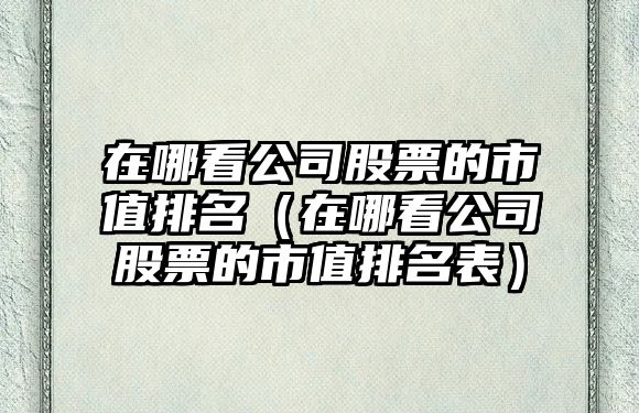 在哪看公司股票的市值排名（在哪看公司股票的市值排名表）