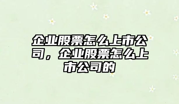 企業(yè)股票怎么上市公司，企業(yè)股票怎么上市公司的