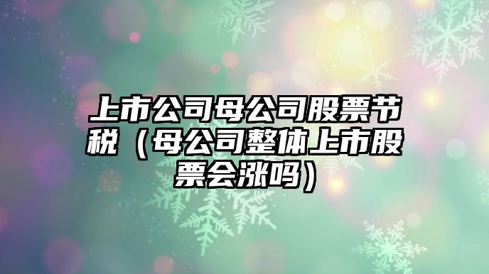 上市公司母公司股票節稅（母公司整體上市股票會(huì )漲嗎）