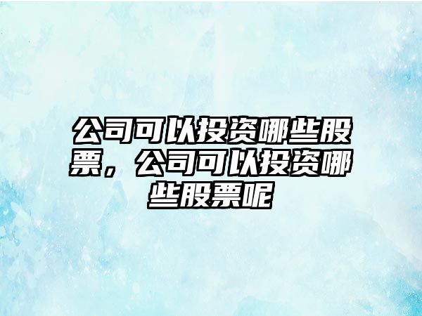 公司可以投資哪些股票，公司可以投資哪些股票呢