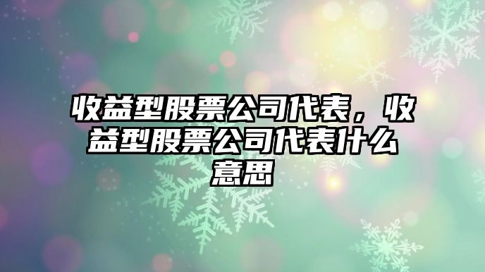 收益型股票公司代表，收益型股票公司代表什么意思