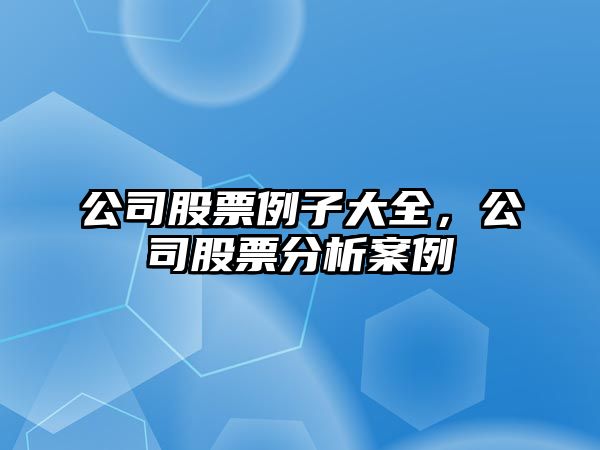 公司股票例子大全，公司股票分析案例