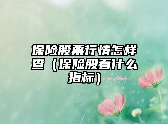 保險股票行情怎樣查（保險股看什么指標）