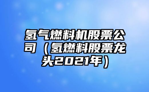 氫氣燃料機股票公司（氫燃料股票龍頭2021年）