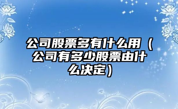 公司股票多有什么用（公司有多少股票由什么決定）