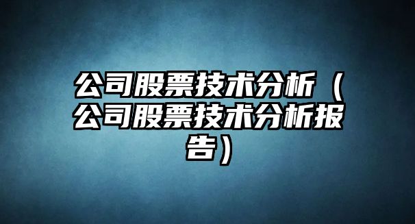 公司股票技術(shù)分析（公司股票技術(shù)分析報告）