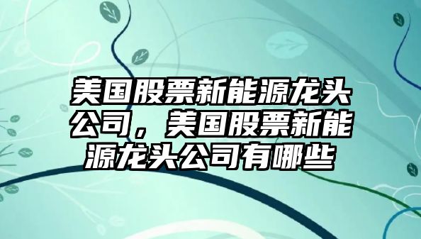 美國股票新能源龍頭公司，美國股票新能源龍頭公司有哪些