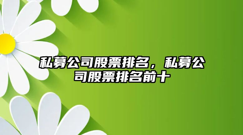 私募公司股票排名，私募公司股票排名前十