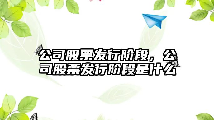 公司股票發(fā)行階段，公司股票發(fā)行階段是什么