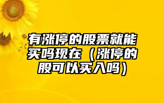 有漲停的股票就能買(mǎi)嗎現在（漲停的股可以買(mǎi)入嗎）