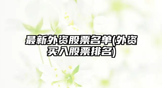 最新外資股票名單(外資買(mǎi)入股票排名)