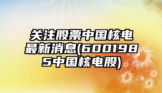 關(guān)注股票中國核電最新消息(6001985中國核電股)